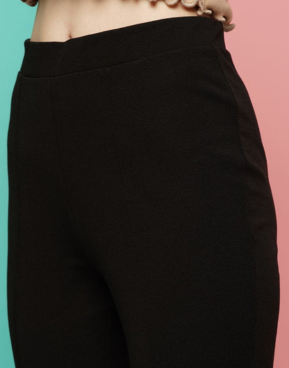 Black Pin Tuck Ankle Length Trouser | Sudathi