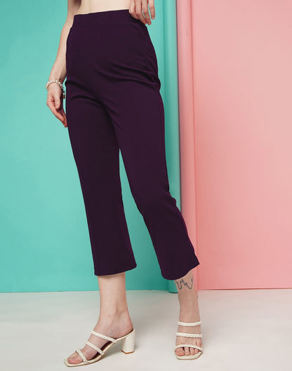 Wine Pin Tuck Ankle Length Trouser | Sudathi