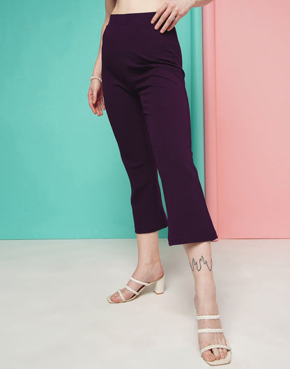 Wine Pin Tuck Ankle Length Trouser | Sudathi