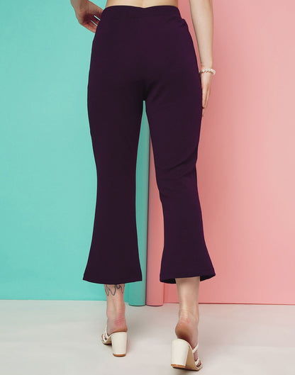 Wine Pin Tuck Ankle Length Trouser | Sudathi