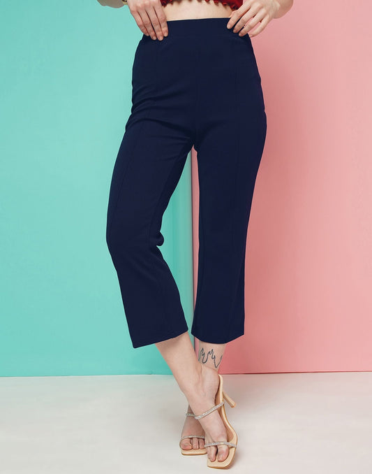 Blue Pin Tuck Ankle Length Trouser | Sudathi