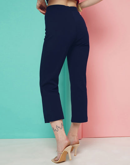 Blue Pin Tuck Ankle Length Trouser | Sudathi