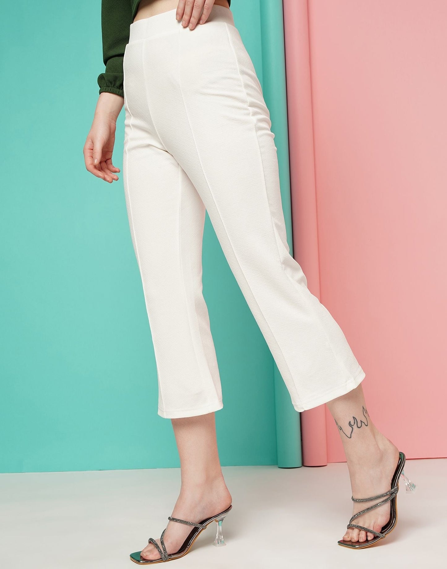 White Pin Tuck Ankle Length Trouser | Sudathi