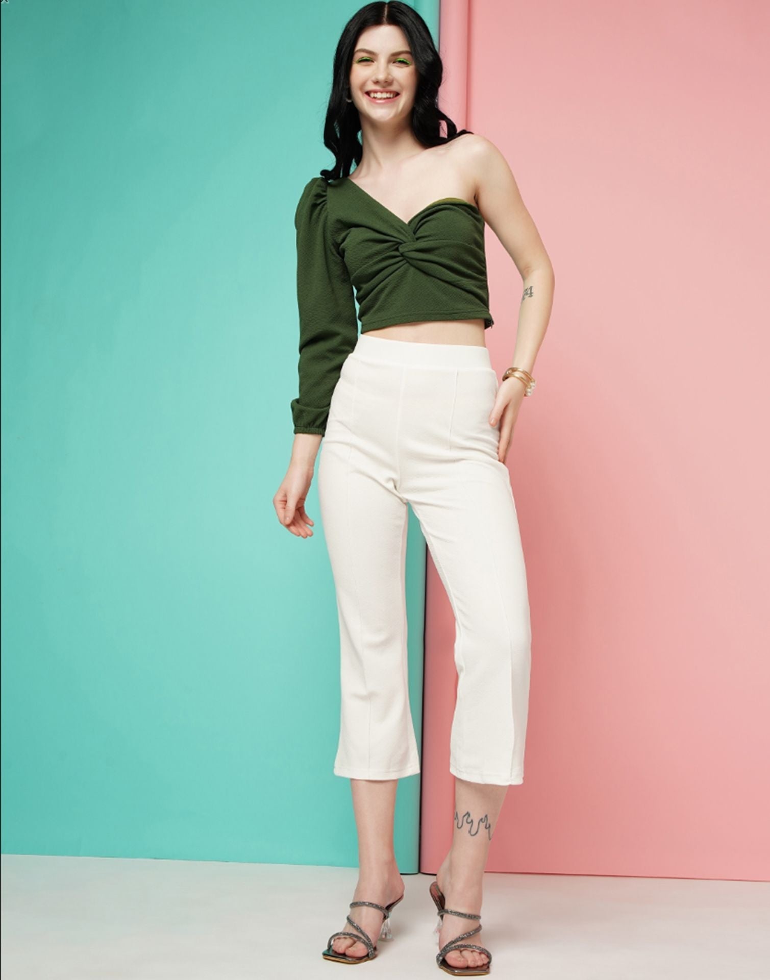 White Pin Tuck Ankle Length Trouser | Sudathi
