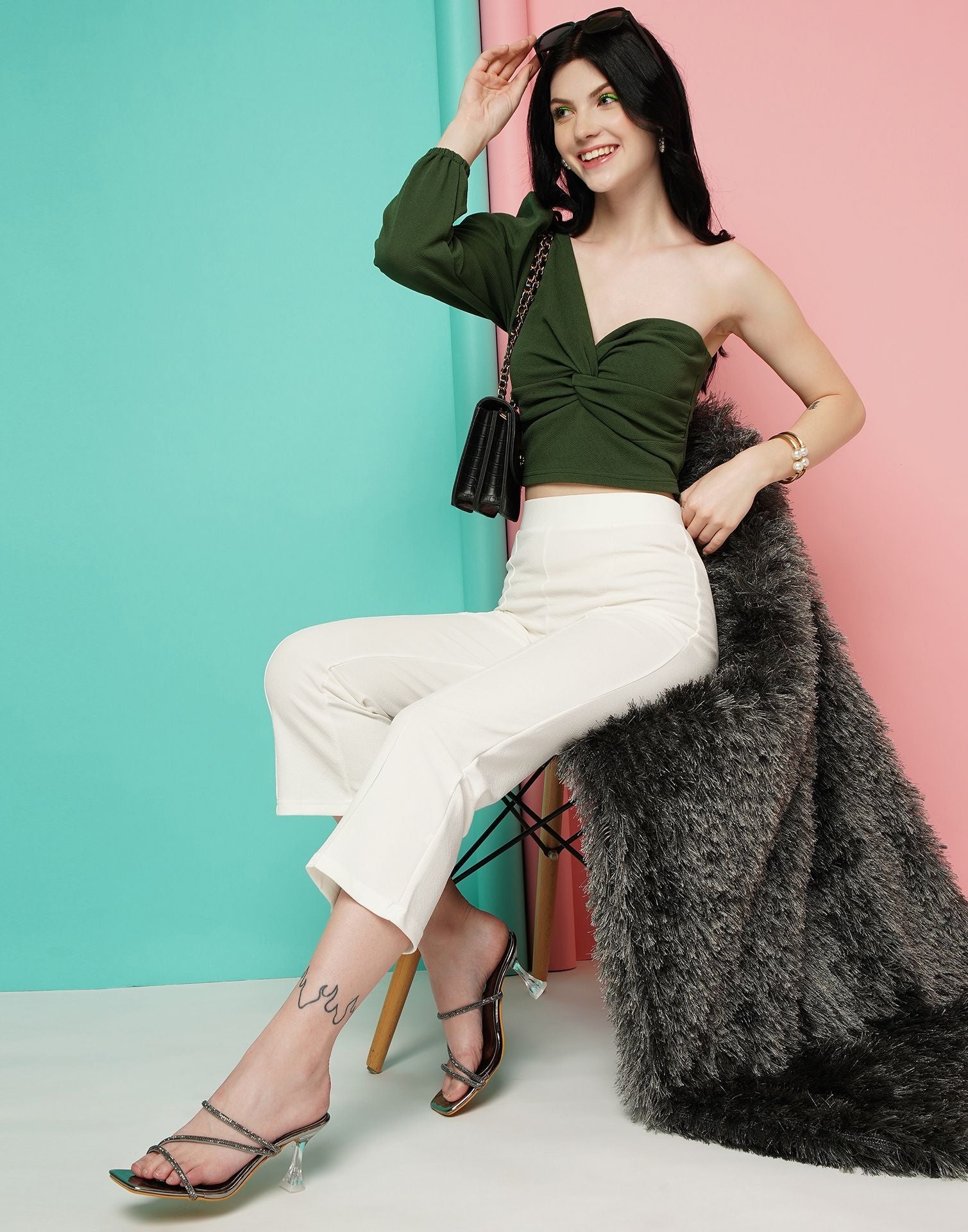 White Pin Tuck Ankle Length Trouser | Sudathi