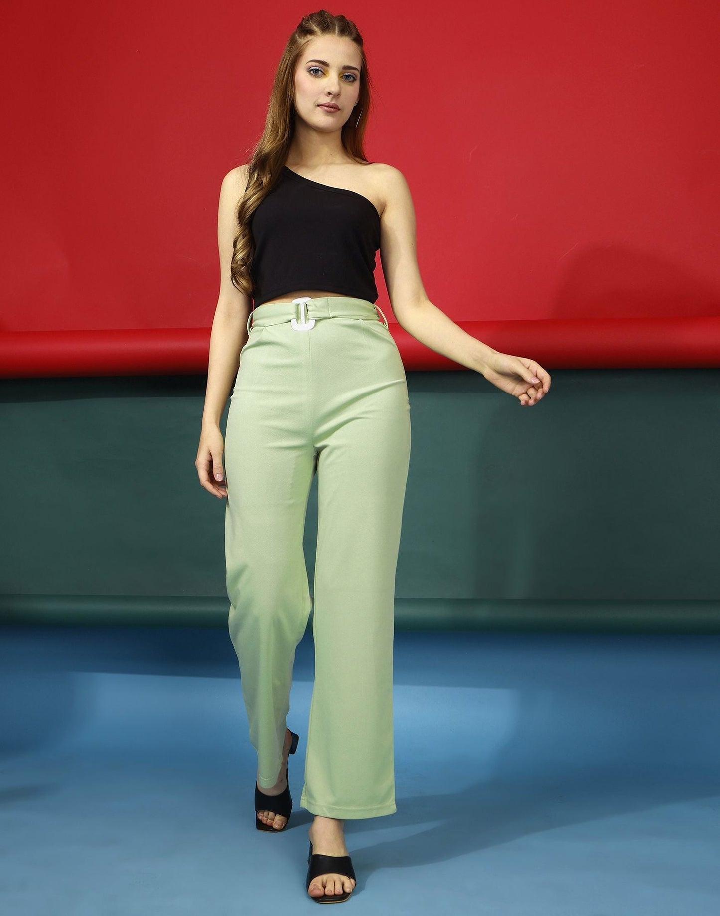 Pista Green Flared Trouser | Sudathi