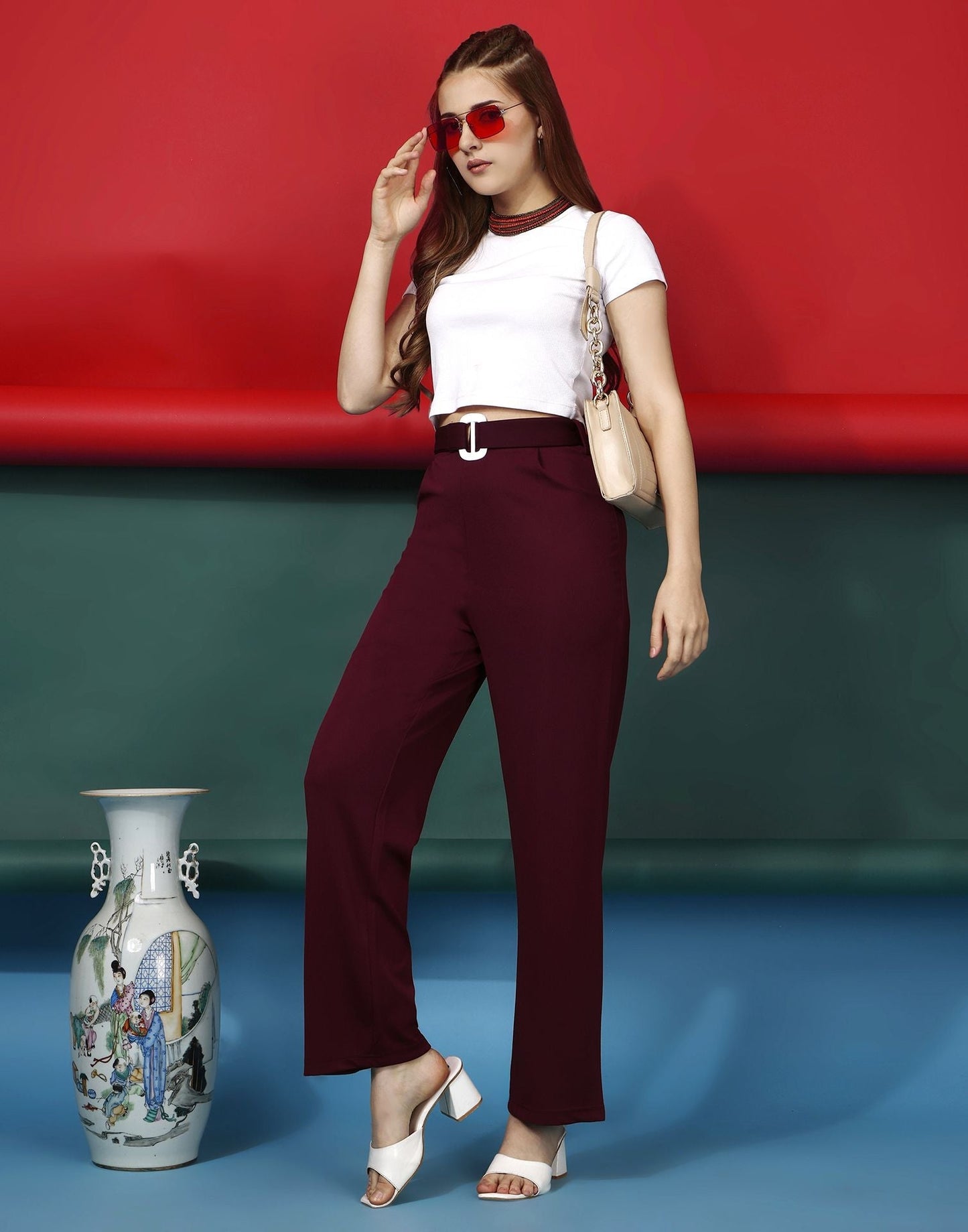 Maroon Flared Trouser | Sudathi