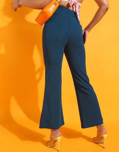 Teal Fit and Flared Trouser