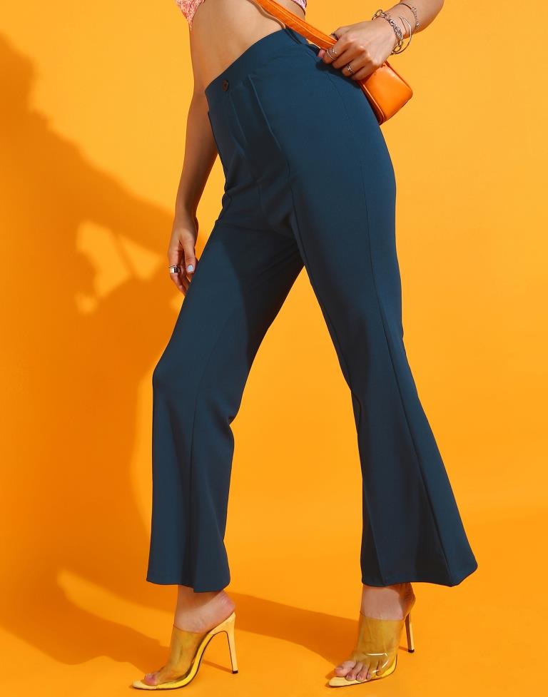 Teal Fit and Flared Trouser