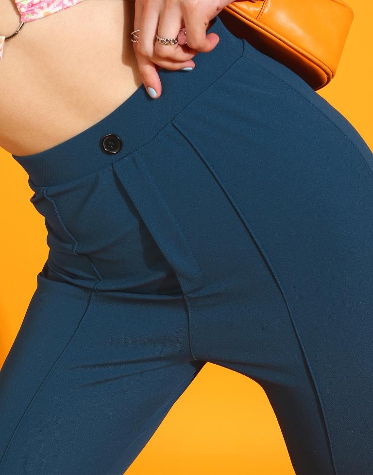 Teal Fit and Flared Trouser
