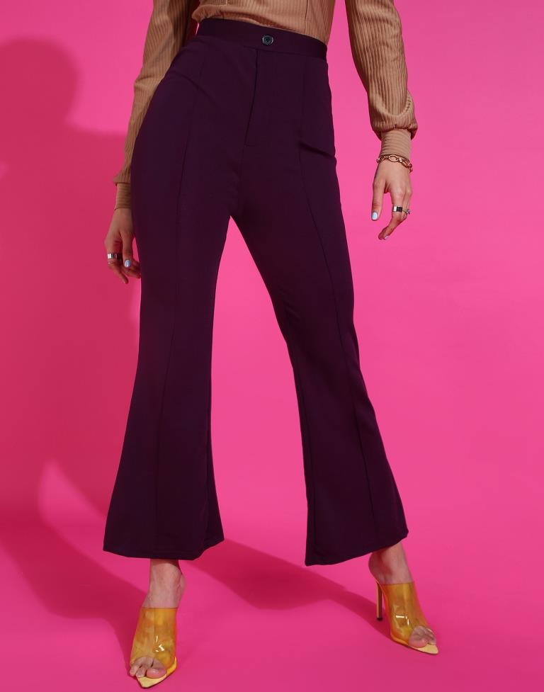 Wine Fit and Flared Trouser