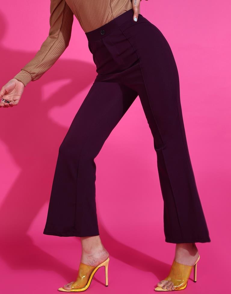 Wine Fit and Flared Trouser