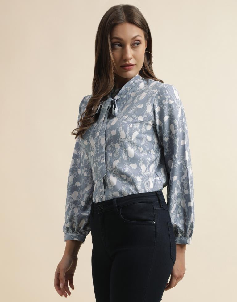 Light Blue Printed Top | Sudathi