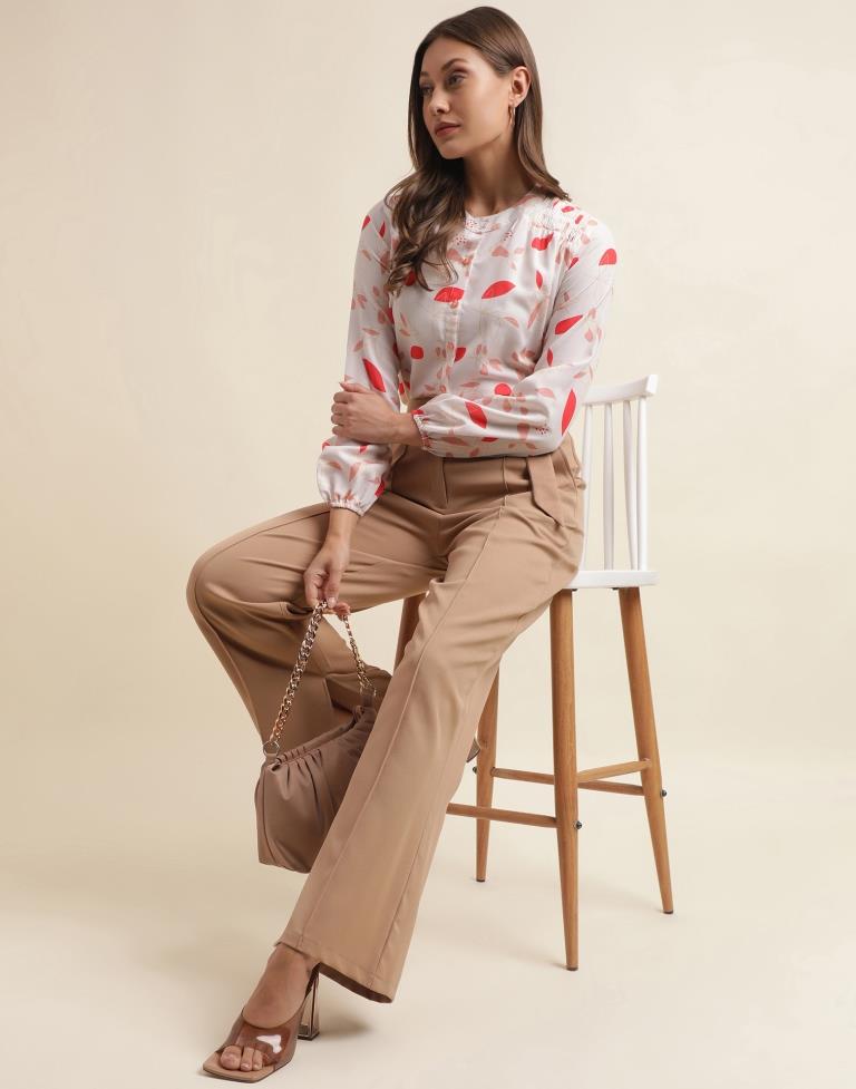 Cream Printed Shirt | Sudathi