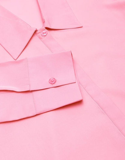 Pink Polyester Plain Shirt