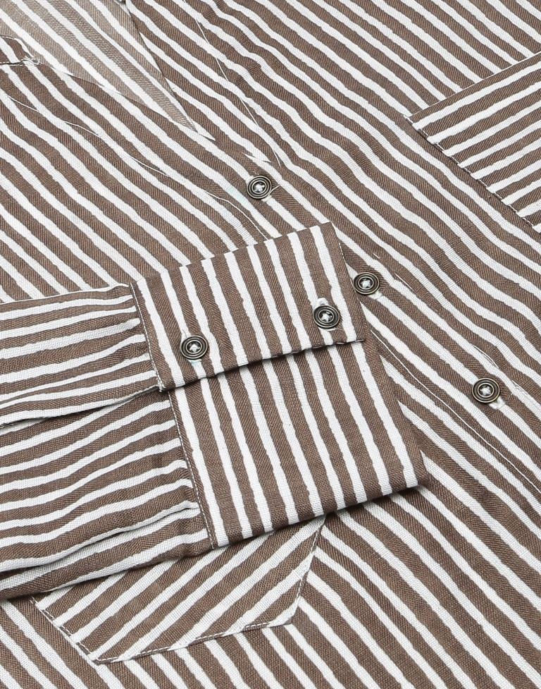 Brown Cotton Printed Shirt