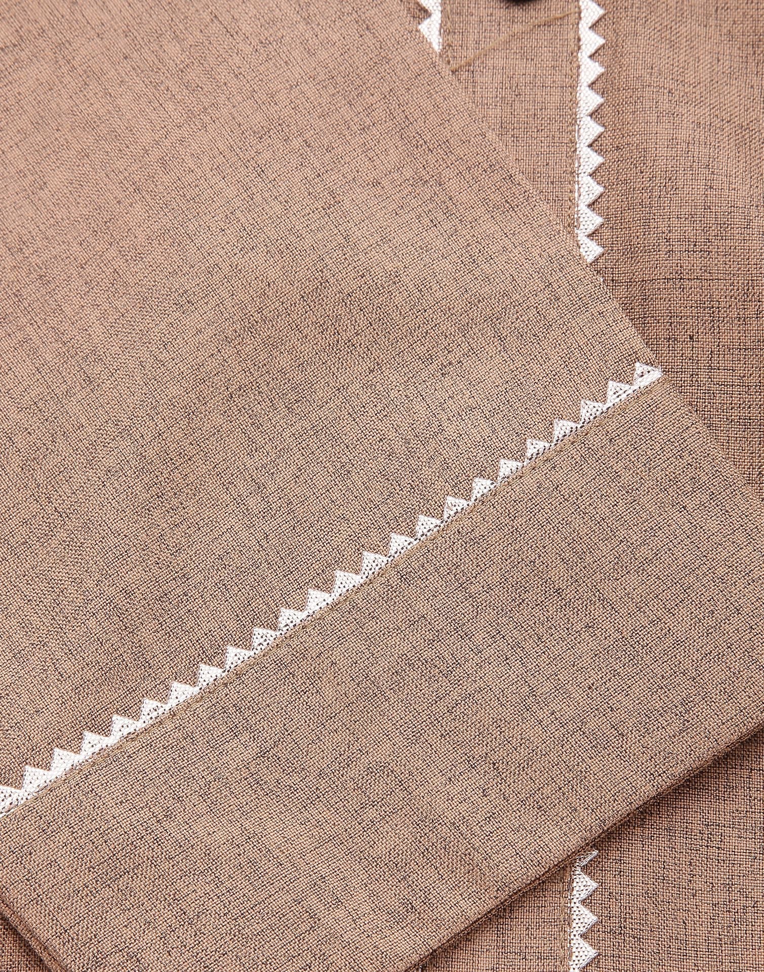 Beige Plain Cotton Straight Kurta With Pant And Dupatta | Sudathi