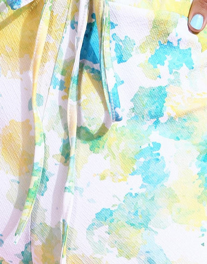 Yellow & Green Printed Straight Fit Trouser