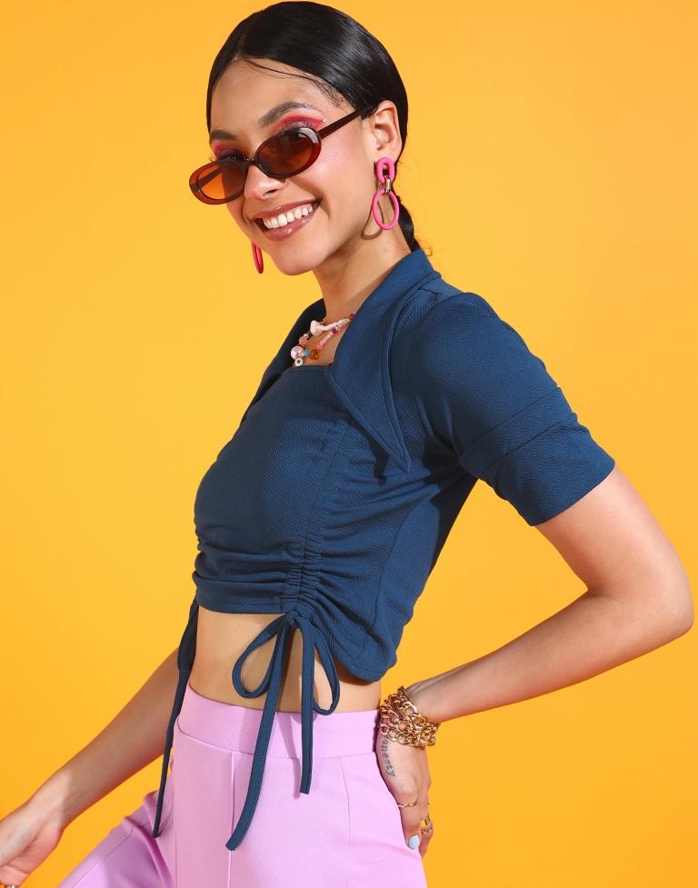 Teal Drawstring Top