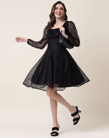 Black A-Line Plain Dress | Leemboodi