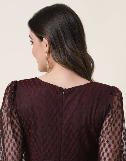 Maroon A-Line Plain Dress | Leemboodi