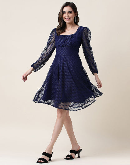 Blue A-Line Plain Dress | Sudathi
