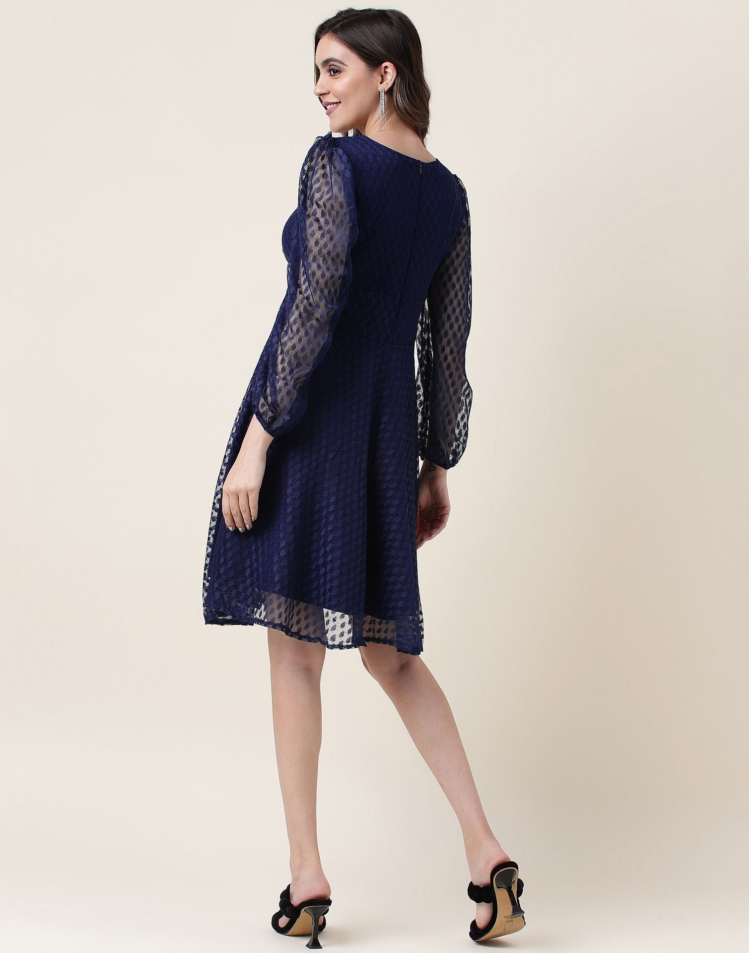 Blue A-Line Plain Dress | Sudathi
