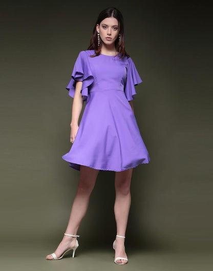 Purple ester Plain Dress