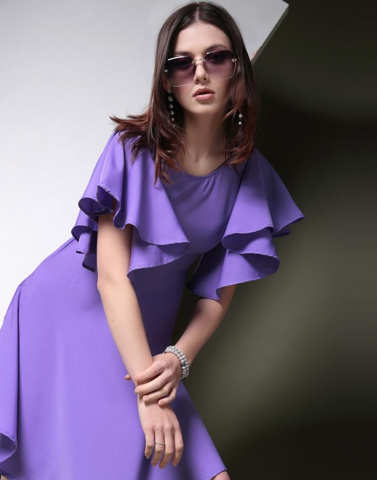 Purple ester Plain Dress