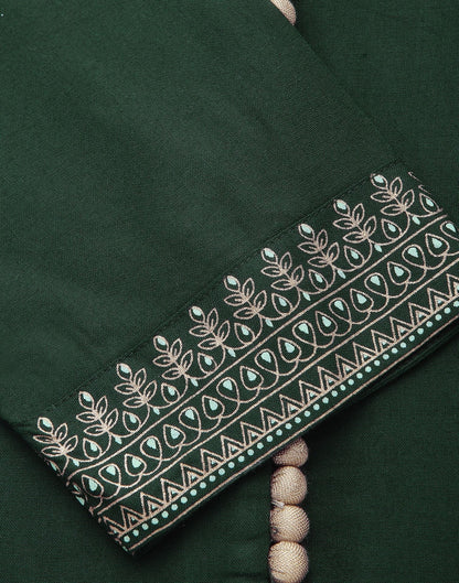 Green Printed A-Line Kurti With Pant And Dupatta | Leemboodi