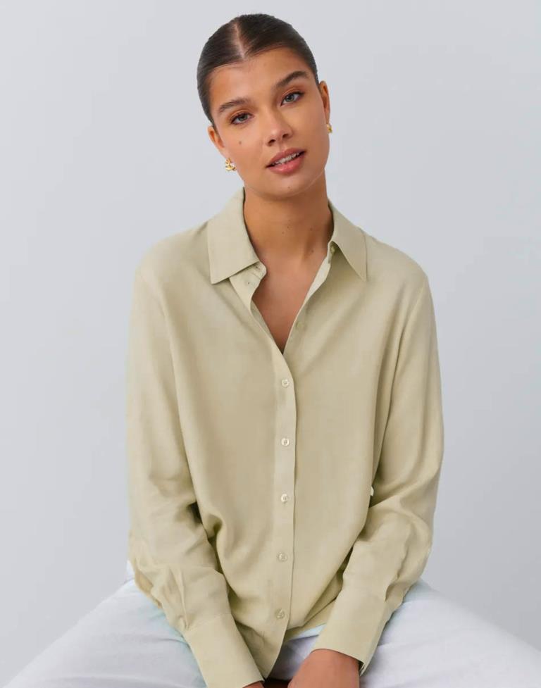 Beige Plain Shirt | Leemboodi