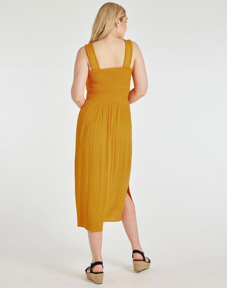 Yellow Plain Flared Dress