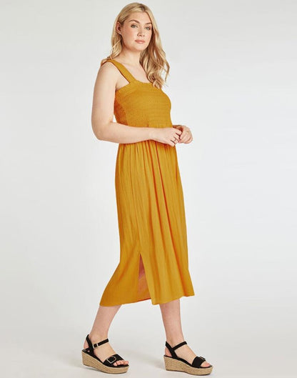 Yellow Plain Flared Dress