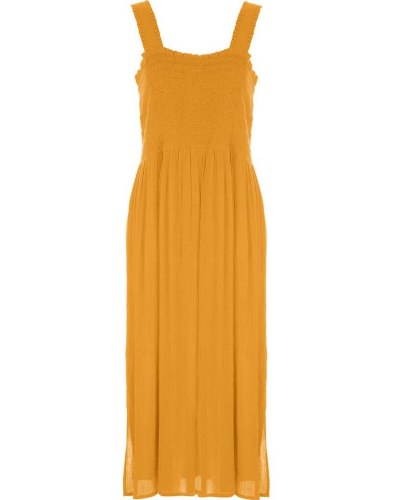 Yellow Plain Flared Dress