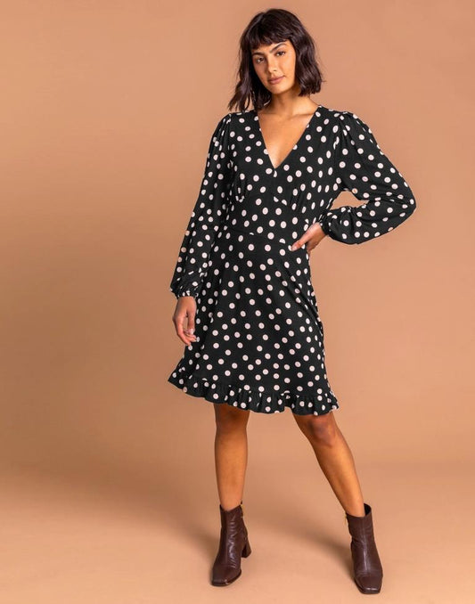 Black Pola Dot Dress | Sudathi