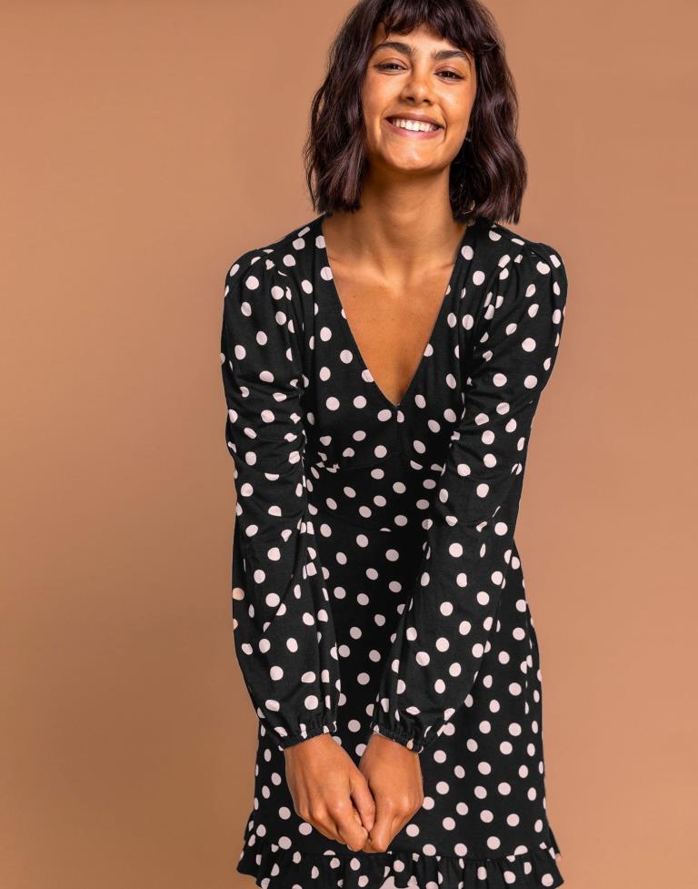 Black Pola Dot Dress | Sudathi