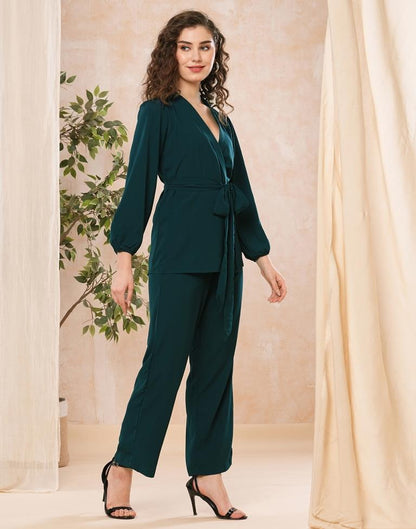 Rama Green Polyester Plain Co-ords Set