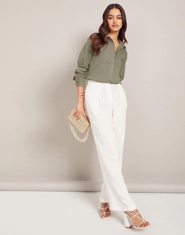 Olive Green Plain Shirt