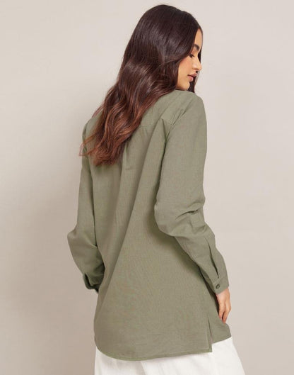 Olive Green Plain Shirt