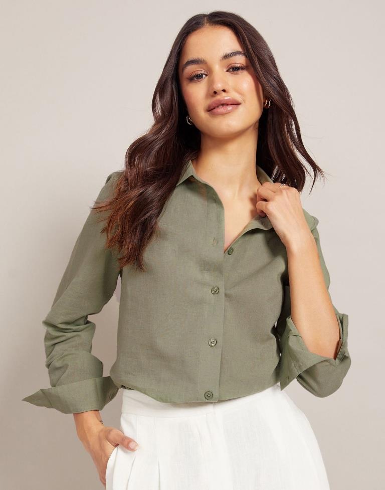 Olive Green Plain Shirt