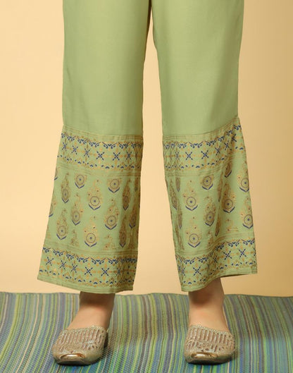 Teal Blue Printed Kurta With Pant And Dupatta