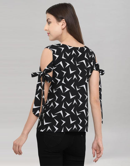 Black And White Coloured Printed Crepe Top | Sudathi