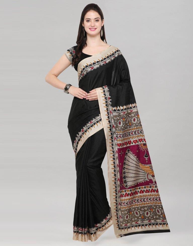 Black Tussar Silk Saree | Sudathi