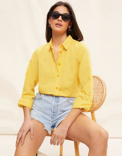 Yellow Plain Cotton Shirt