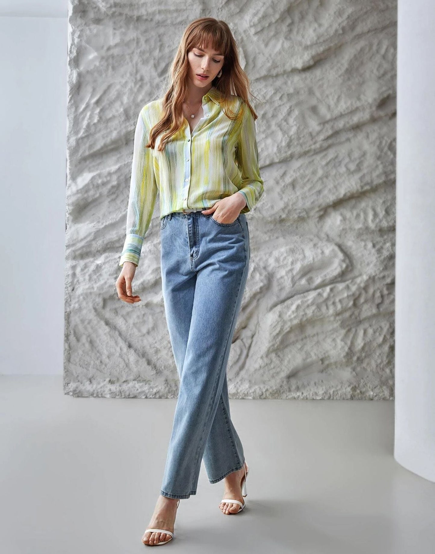 Light Green Printed Cotton Shirt