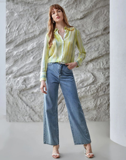 Light Green Printed Cotton Shirt