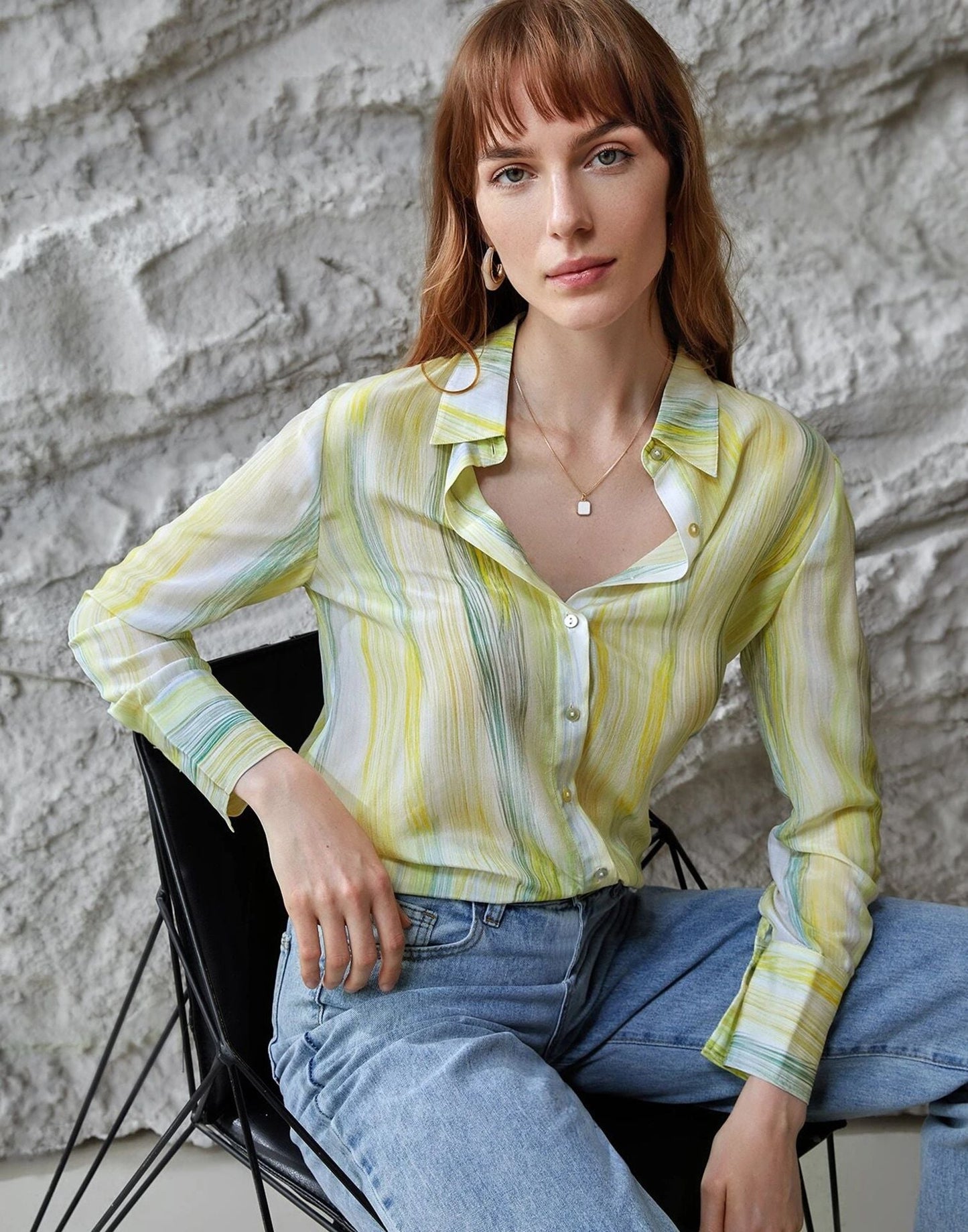 Light Green Printed Cotton Shirt