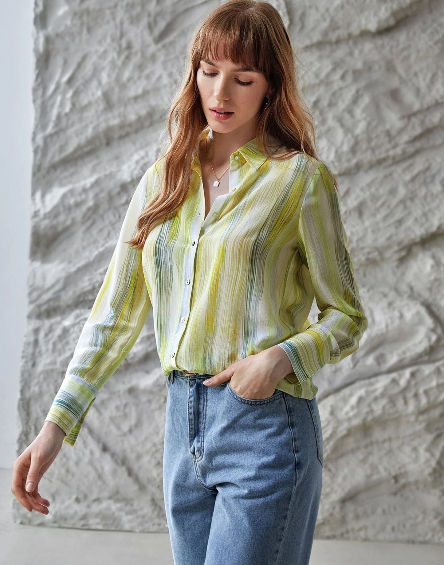 Light Green Printed Cotton Shirt