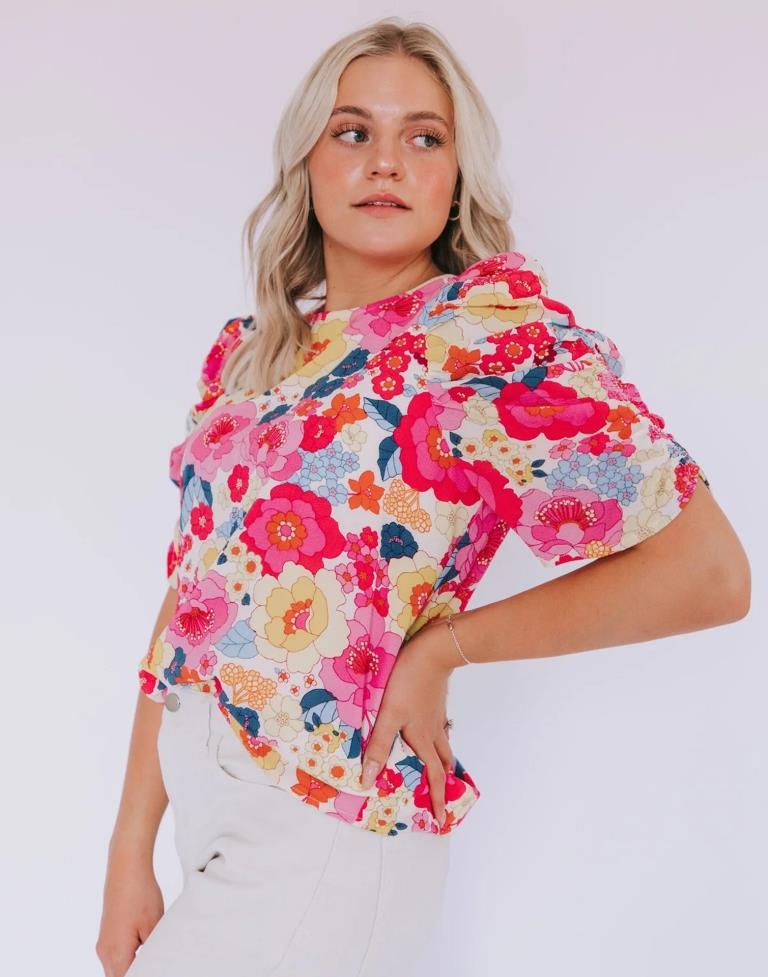 Multicoloured Printed Muslin Top