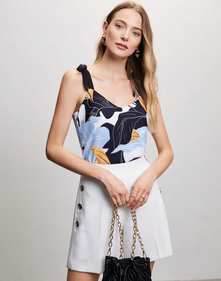 White Printed Top